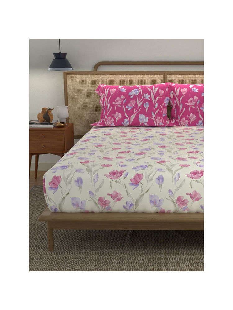 Urban Space Atumn Pink Cotton Bedsheet with 2 Pillow Covers (Queen)-picture-36