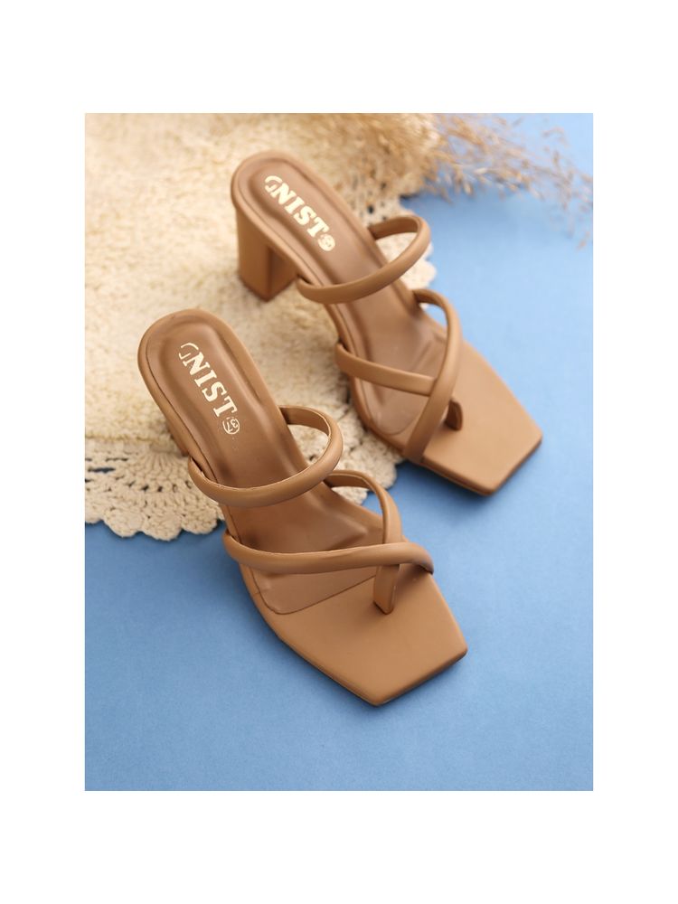 GNIST Plain Tan Strap Office Block Heel-picture-26