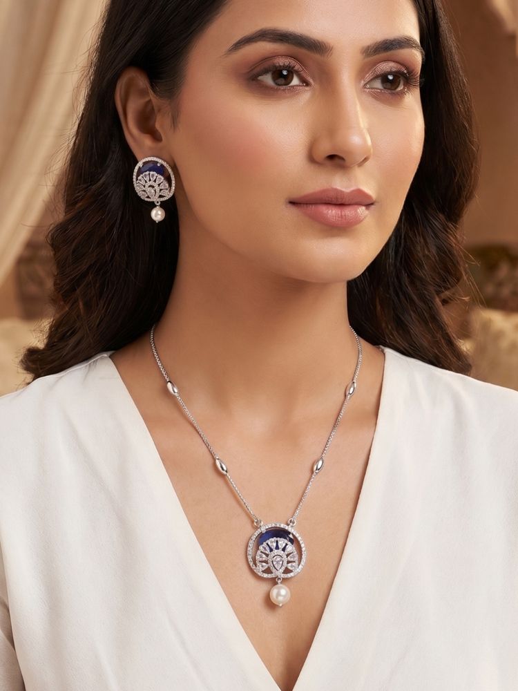 Nuyug Mayura American Diamond Jewellery Set-picture-49