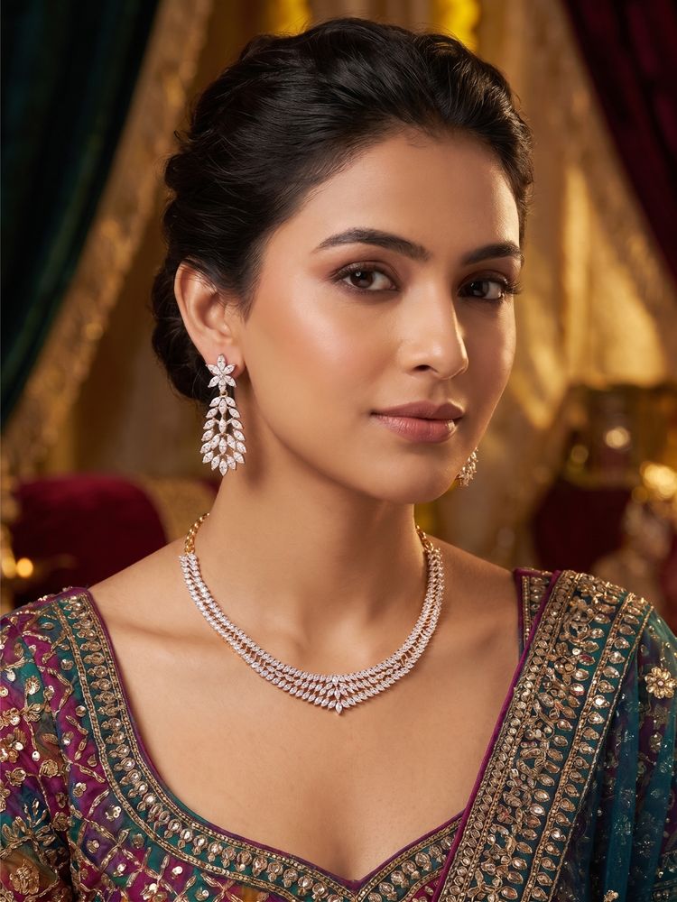 Nuyug American Diamond Marquise Suite Jewellery Set-picture-34