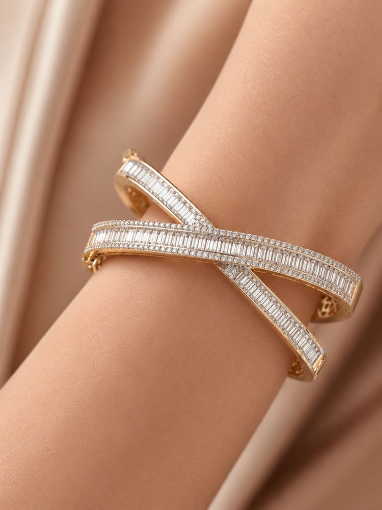Nuyug Crossed Baguette Ribbon Bracelet-picture-16