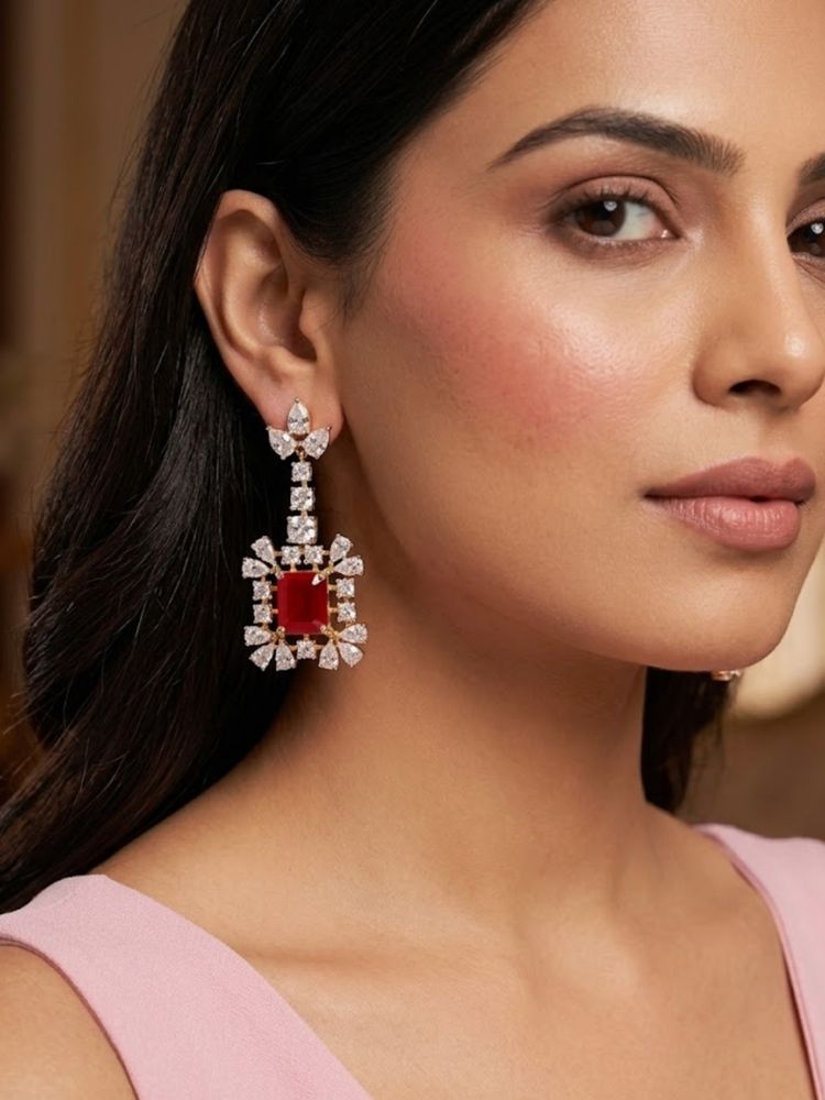 Nuyug Regalia Ruby Red Drop Earrings-picture-4