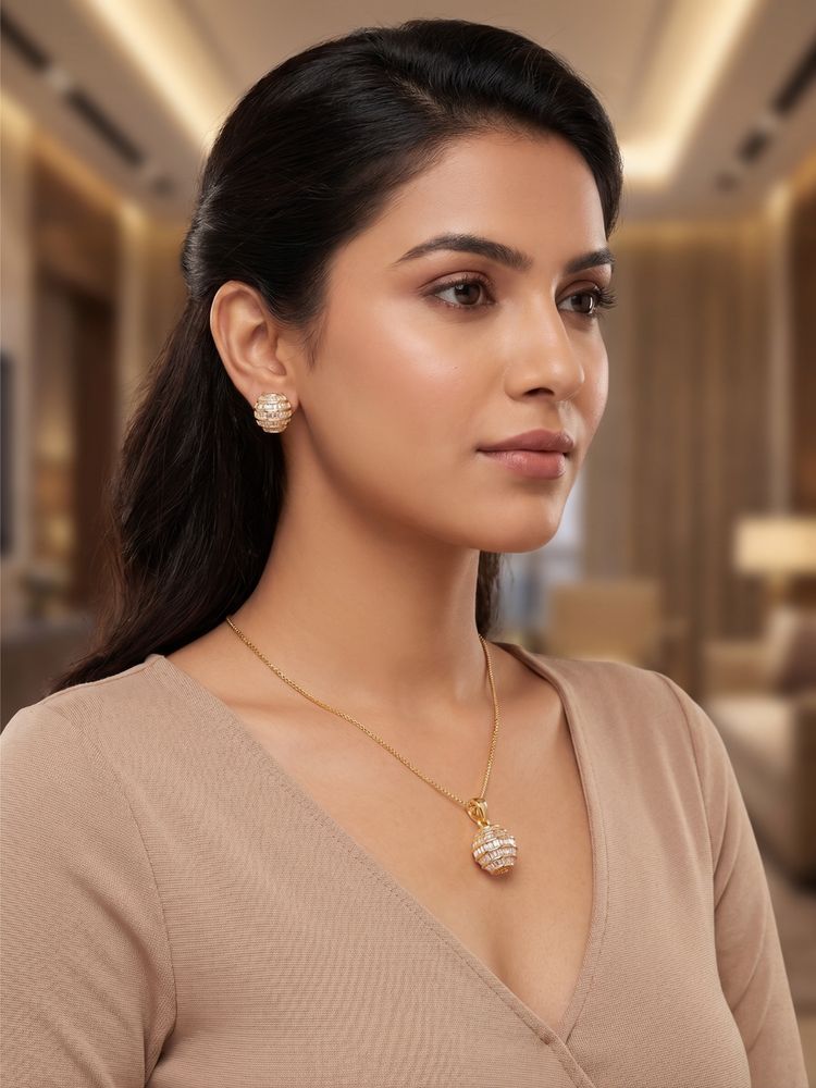 Nuyug Baguette American Diamond Jewellery Set-picture-34