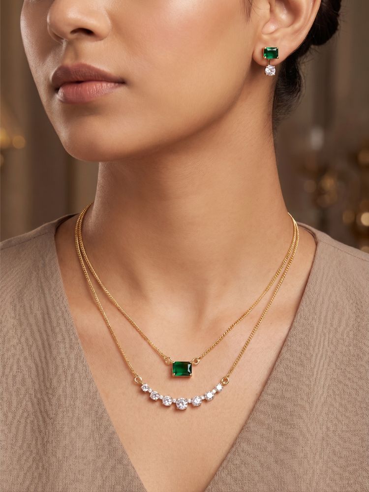 Nuyug Emerald Glow Layered Jewellery Set-picture-20
