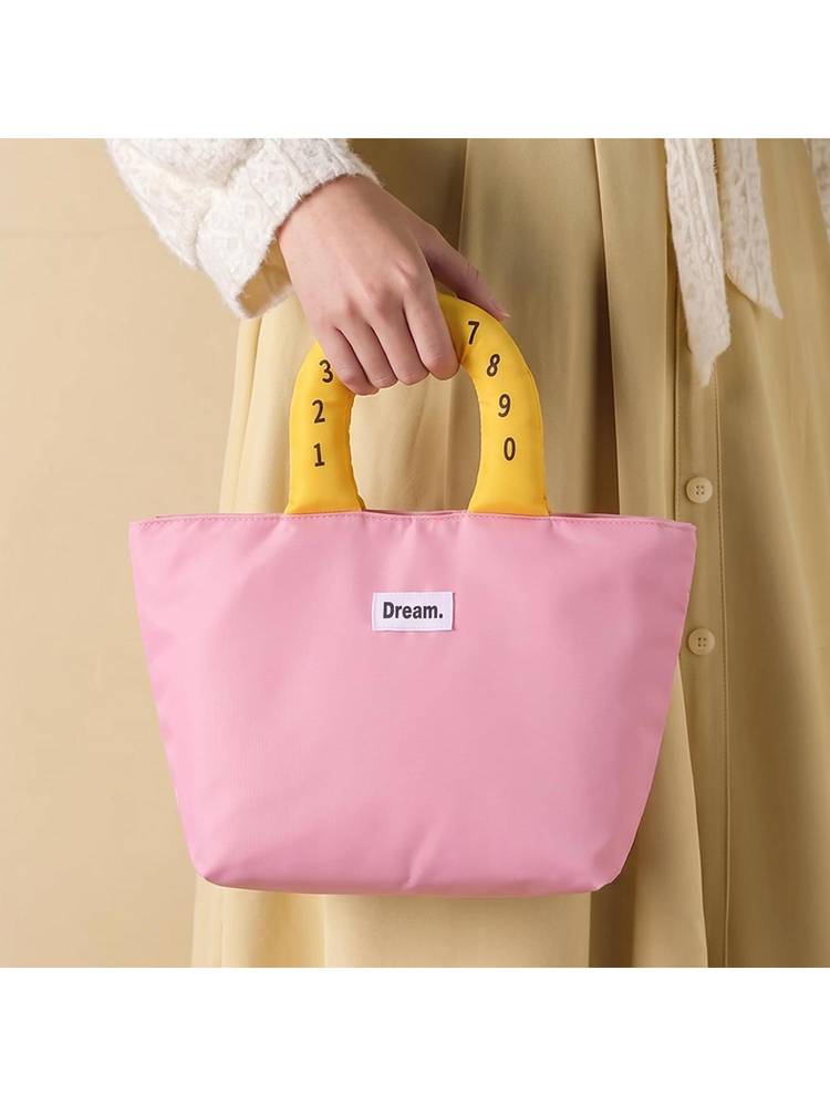House of Quirk Pink Insulated Waterproof Cotton Padded Lunch Bag-picture-36