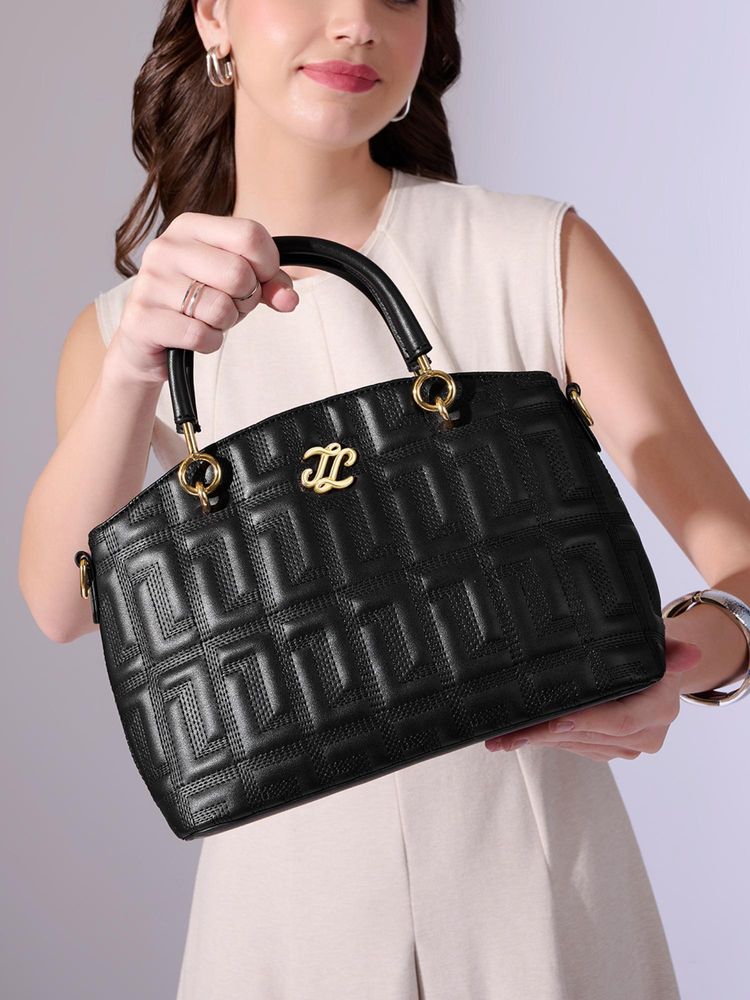 Lavie Signature Quilt Tinian Women Satchel Bag with Detachable Strap - Black (S)-image-49