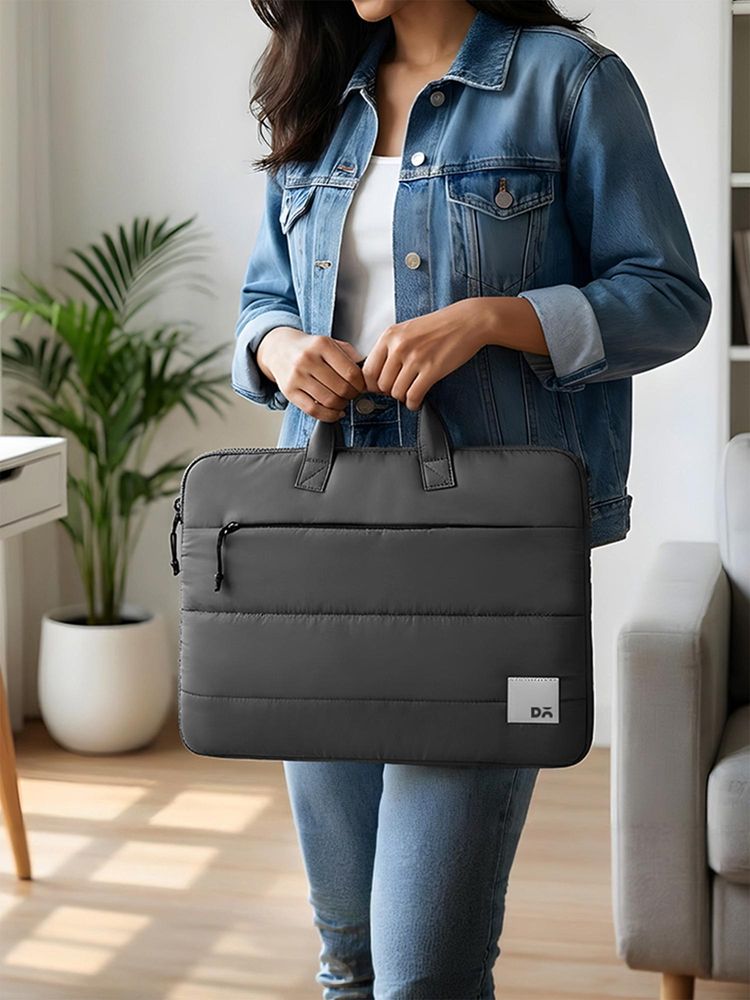 DailyObjects Stria Pro Laptop Bag With Handle - Grey-image-28