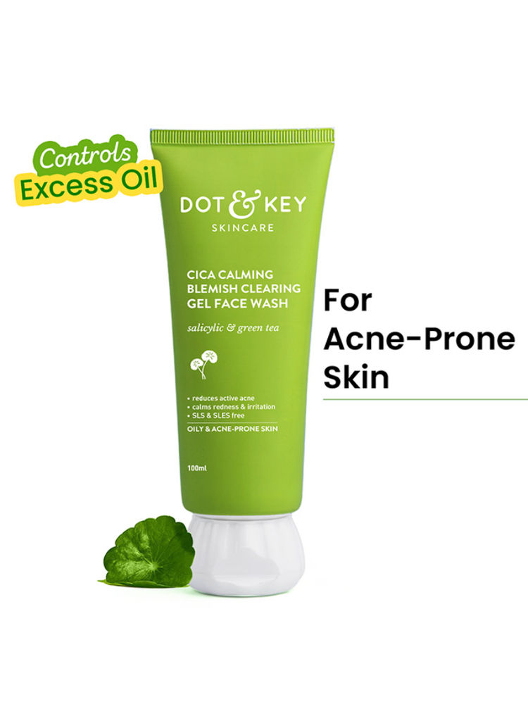 Dot & Key Cica Salicylic & Green Tea Facewash For Acne Prone Skin, Cleanses Pores & Excess Oil