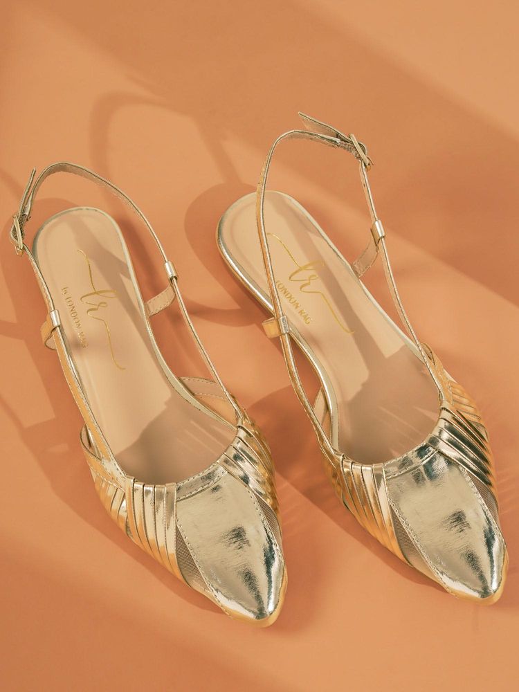 London Rag Women Metallic Faux Leather Slingback Sandals - Gold-picture-23