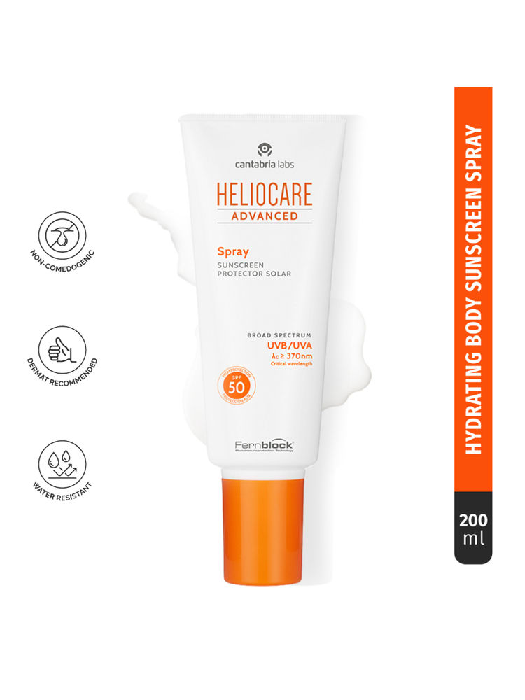 Heliocare Body Sunscreen Spray SPF 50 Broad Spectrum, New Gen Uv Filters, Dewy Finish