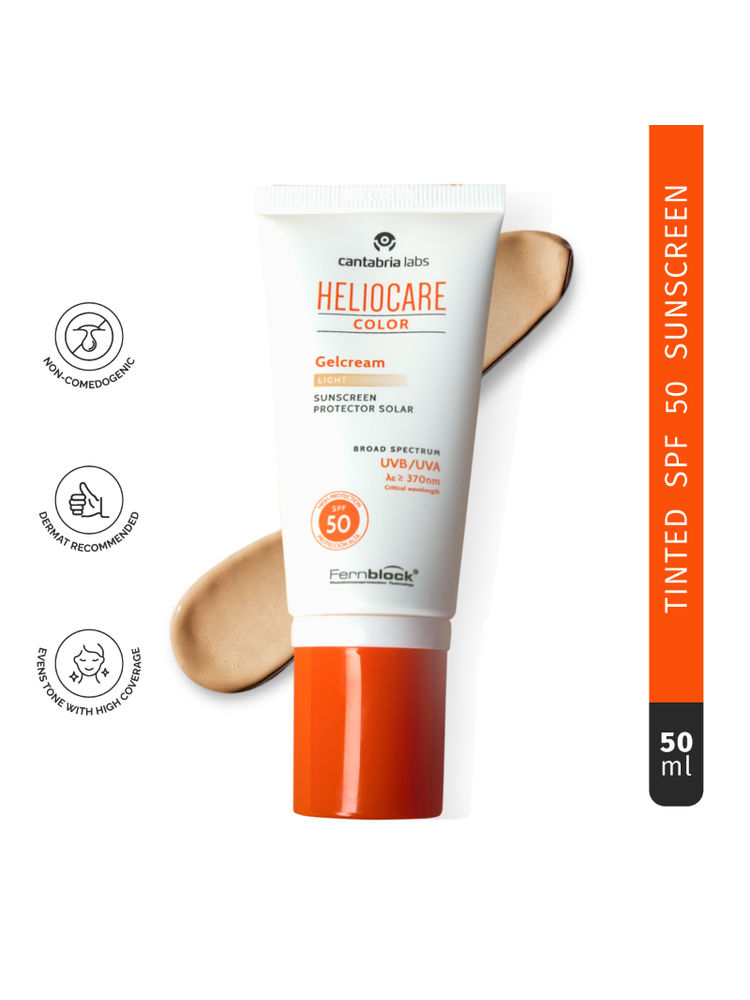 Heliocare Color Gel Cream Tinted Sunscreen SPF 50 Uva & Uvb Protection, No White Cast, Dewy Finish