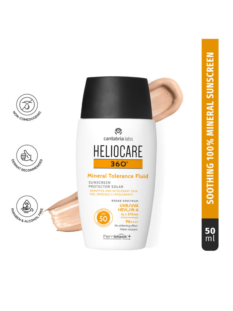 Heliocare Mineral Tolerance Fluid Sunscreen SPF 50 Pa++++ 100% Mineral, Vit C & E Sensitive Skin-image-47