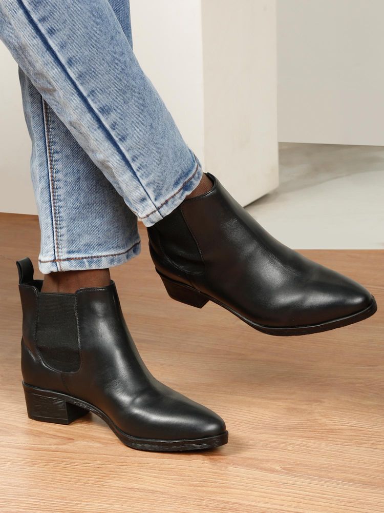 Teakwood Women Black Chelsea Boots-picture-11