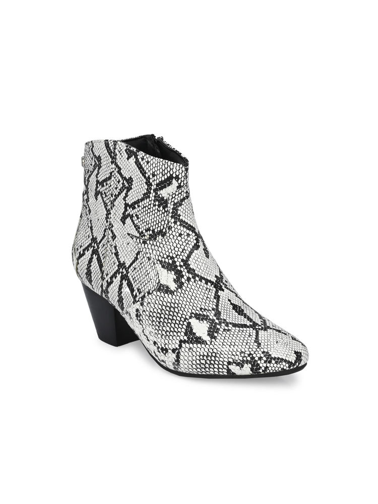 Delize Womens White Snake Print Ankle Boots-picture-11