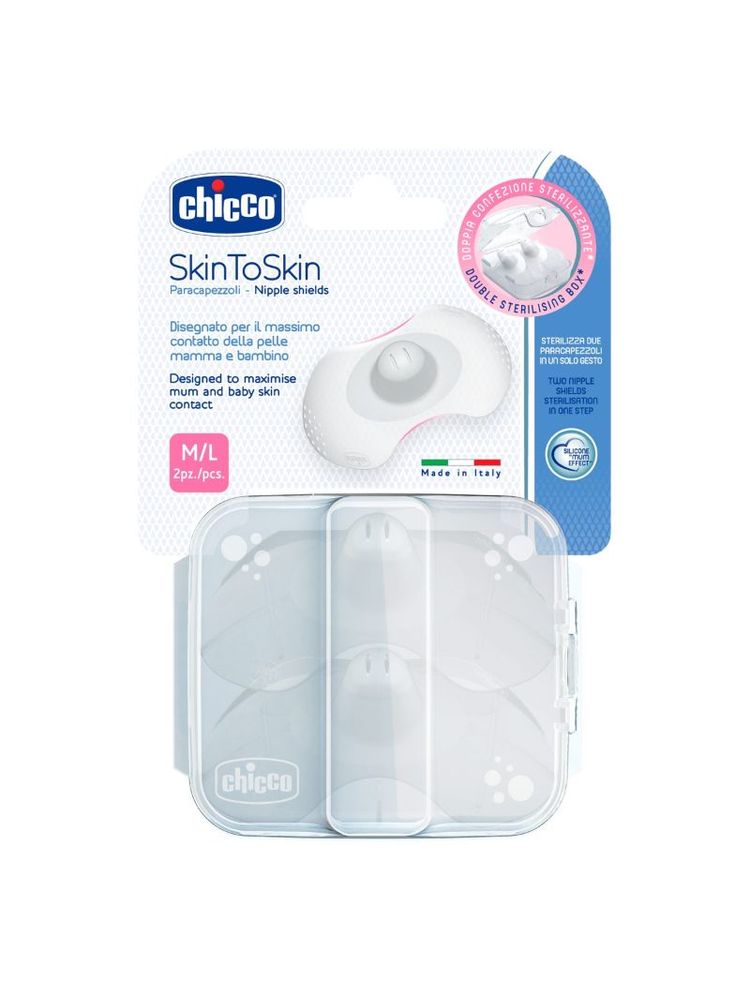 Chicco New Nipple Shields Silicone Medium To Large - White