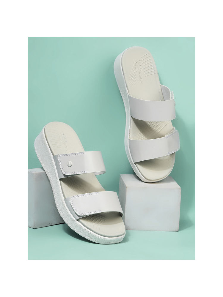 Bata White Platform Sandals for Women-picture-22