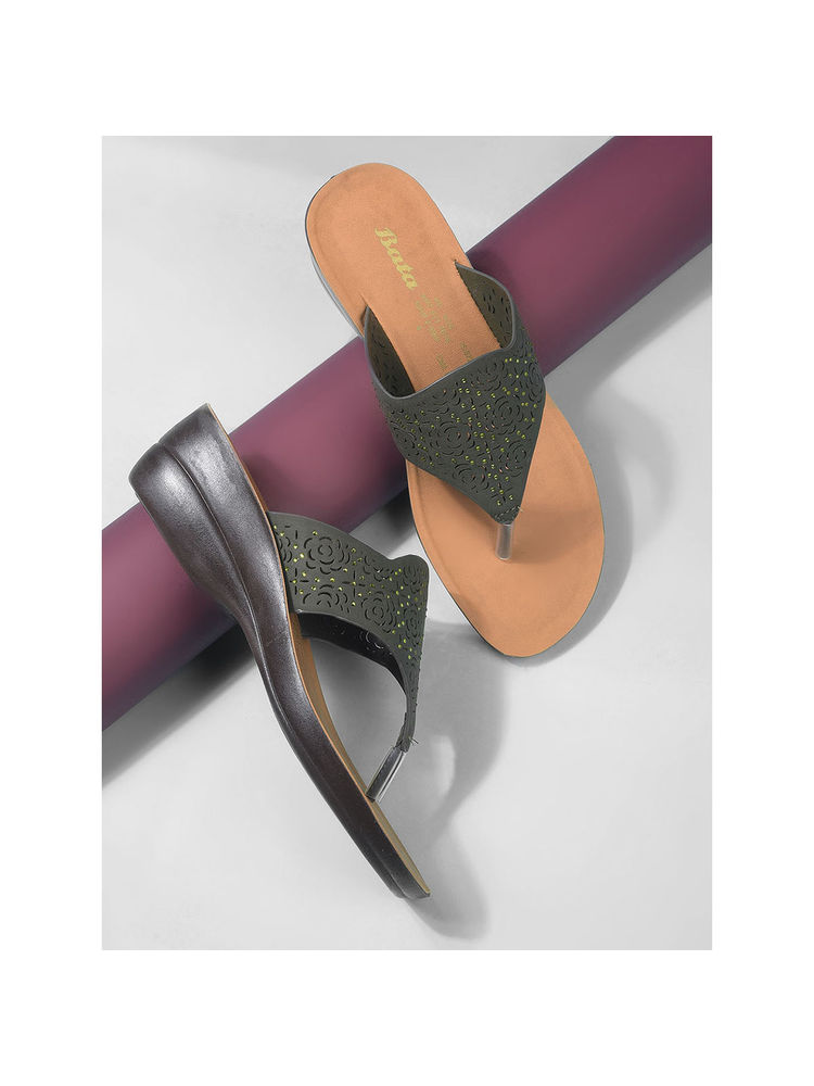 Bata Black Stylish Wedge Heels for Women-image-12