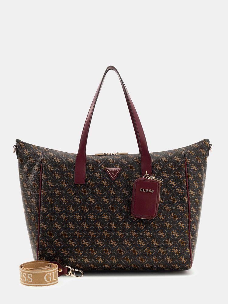 Guess Brown Pu Printed Women Handbag with Detachable Strap-image-33
