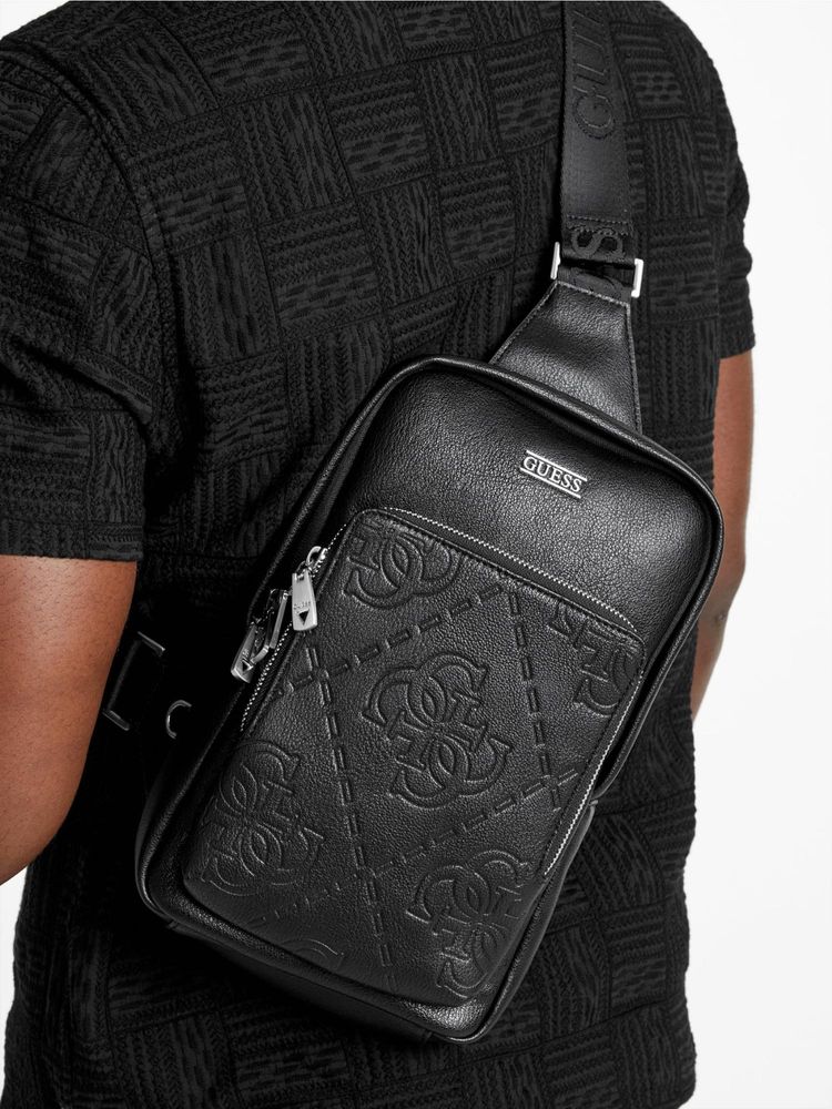 guess fashion Guess Black Polyurethane Solid Men Sling Bag-picture-25
