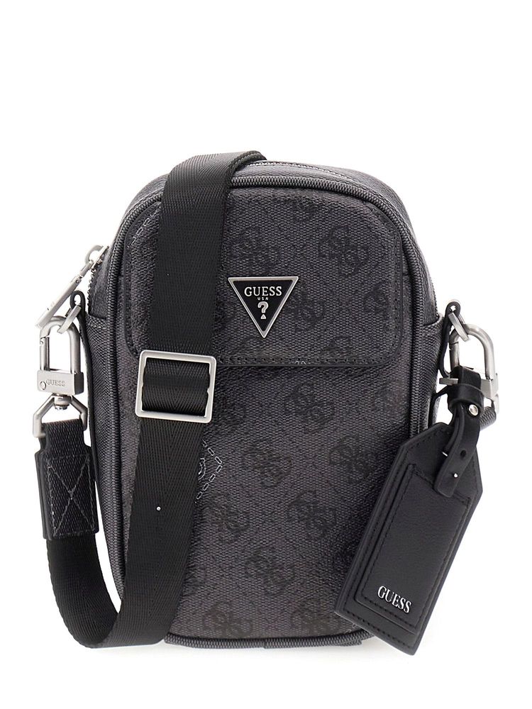 guess fashion Guess Black Polyurethane Solid Men Sling Bag With Detachable Strap-picture-27