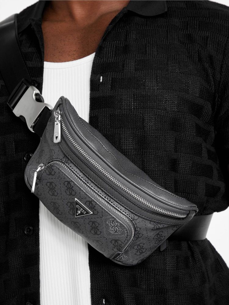 Guess Grey Polyurethane Solid Men Sling Bag-image-13