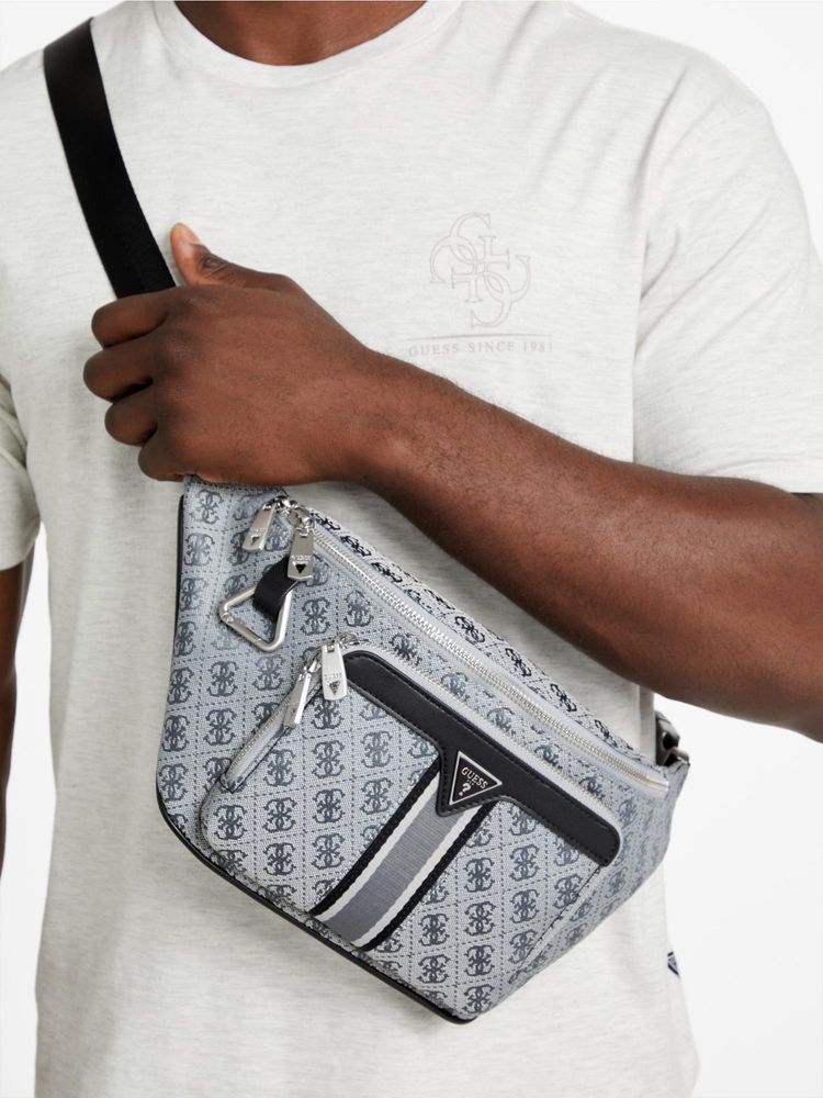 guess fashion Guess Grey Polyester Printed Men Sling Bag-picture-27