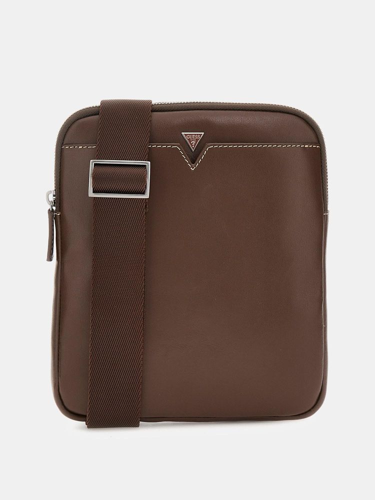 guess fashion Guess Brown Leather Solid Men Sling Bag-picture-16