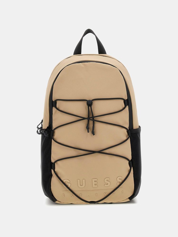 Guess Beige Polyurethane Solid Men Backpack-image-34