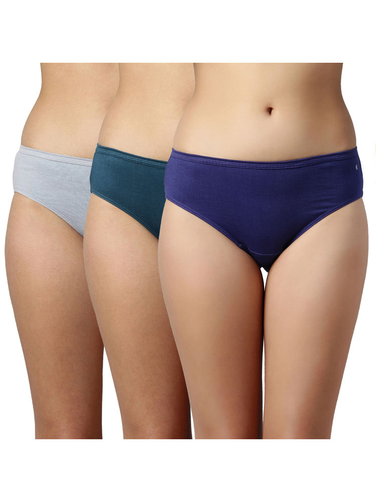 Enamor Antimicrobial & Stain Hipster Panty-CH03 Multi-Color (Pack of 3)