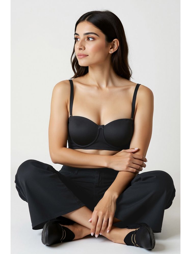 Zivame Smooth Finish Underwired Strapless Bra - Black-image-1