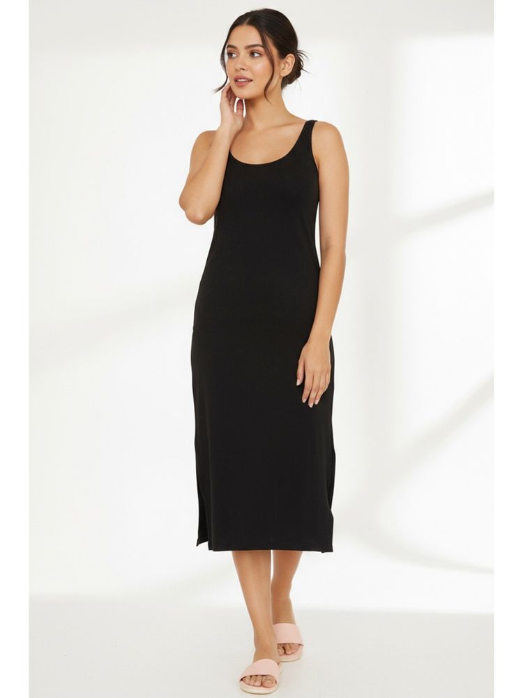 Zivame Mid-Calf Length Slip - Black-picture-10
