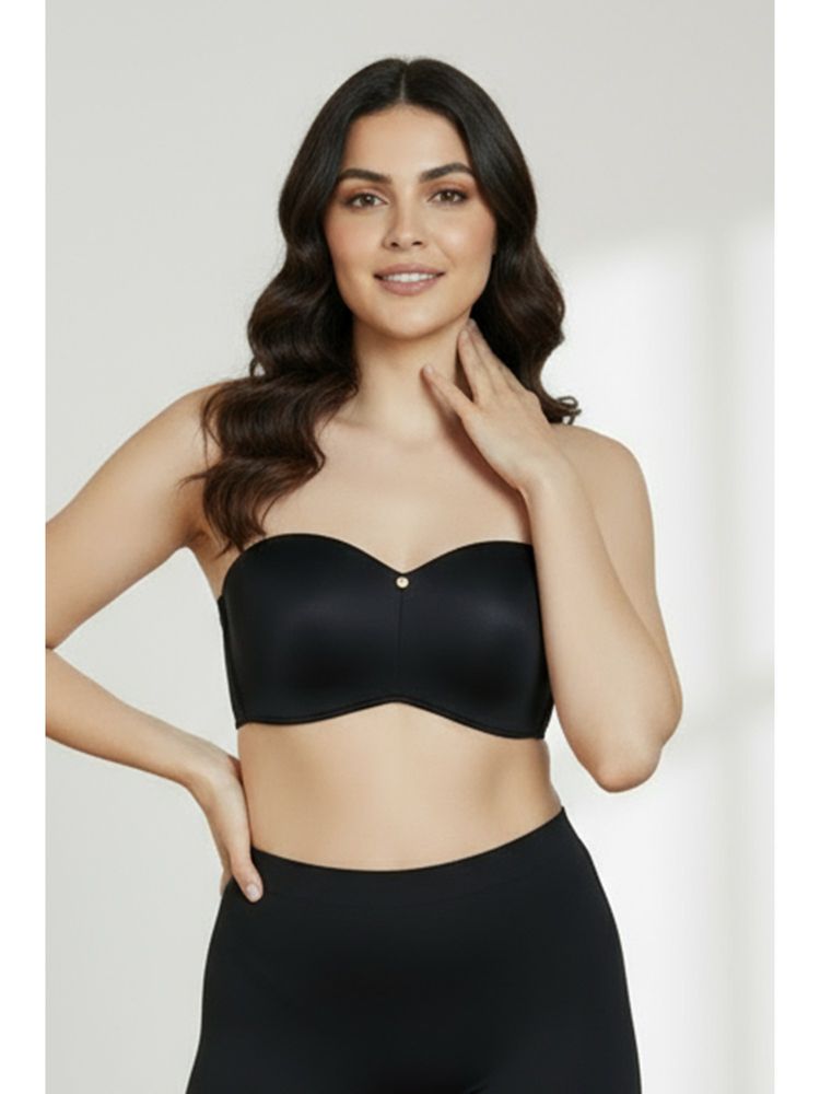 Zivame Innovation Padded Non Wired 3/4th Coverage Strapless Bra - Anthracite-picture-37