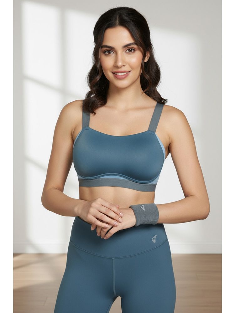 Zivame Padded High Impact Quick Drying Sports Bra- Indian Teal-picture-10