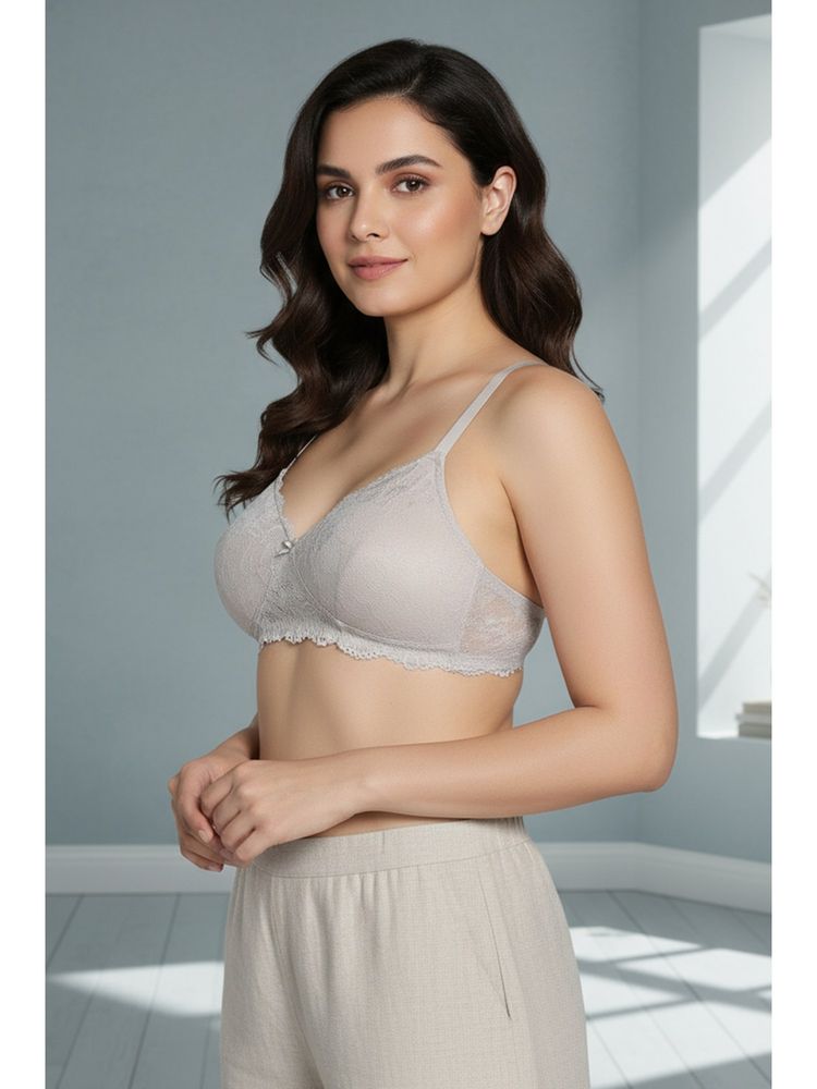 Zivame Dreamcatcher Padded Non Wired Medium Coverage Lace Bra - Wild Chime-picture-23
