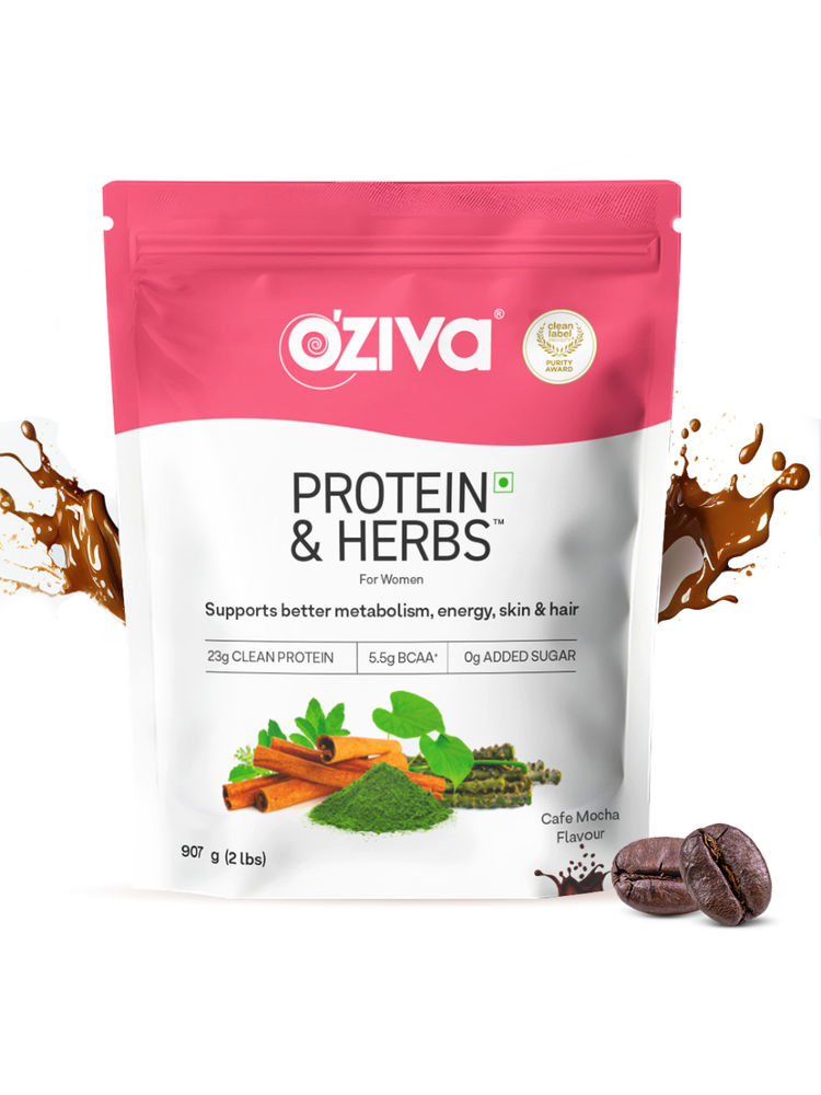 OZiva Protein & Herbs for Men,for Lean Muscle, Better Stamina and Recovery, Cafe Mocha