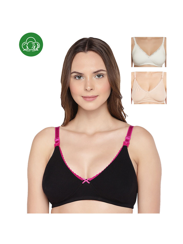 Inner Sense Organic Cotton Antimicrobial Laced Nursing Bra Pack of 3 - Multi-Color-picture-16