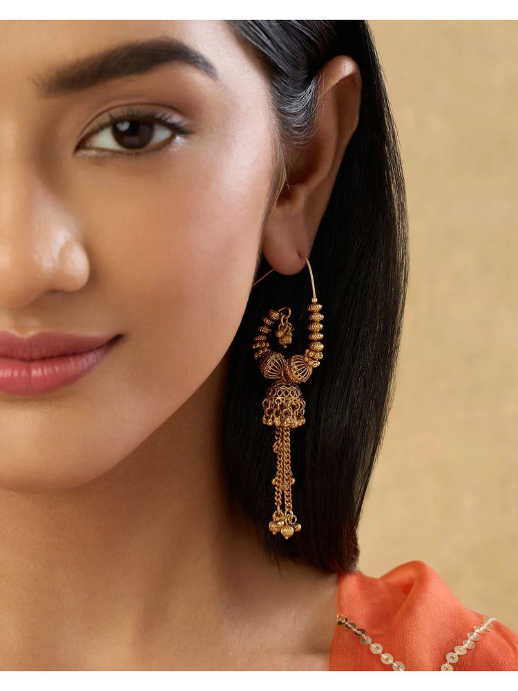 Indinoor Gold Khoobsoora Temple Earrings-picture-29