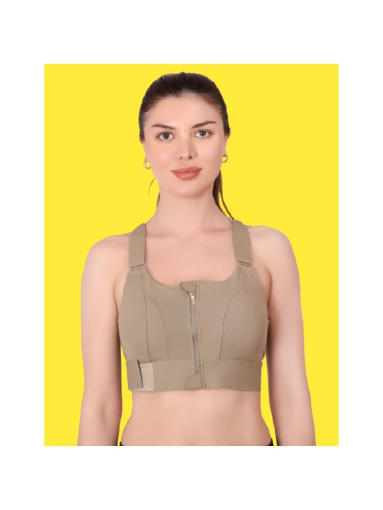 BRACHY Olive Women High Impact Front Zip Full Coverage Cross Back Sports Bra.-picture-24