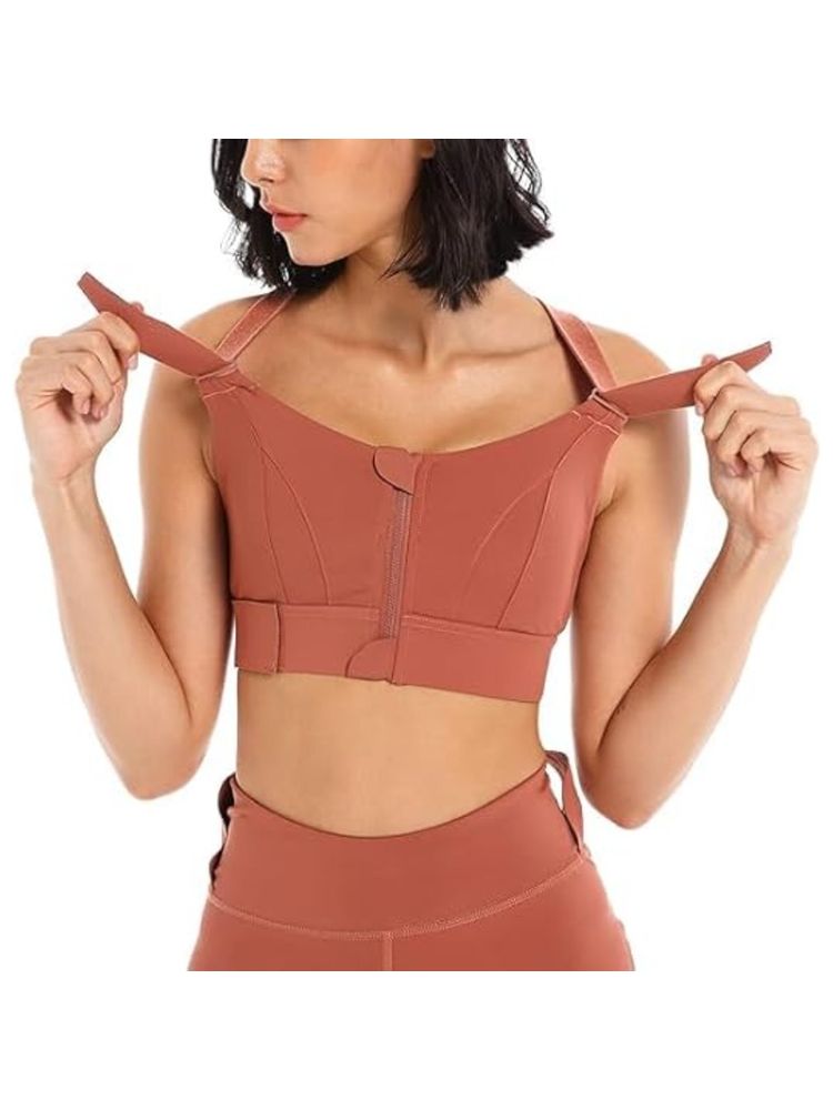 BRACHY Rust Women High Impact Front Zip Full Coverage Cross Back Sports Bra.-picture-30