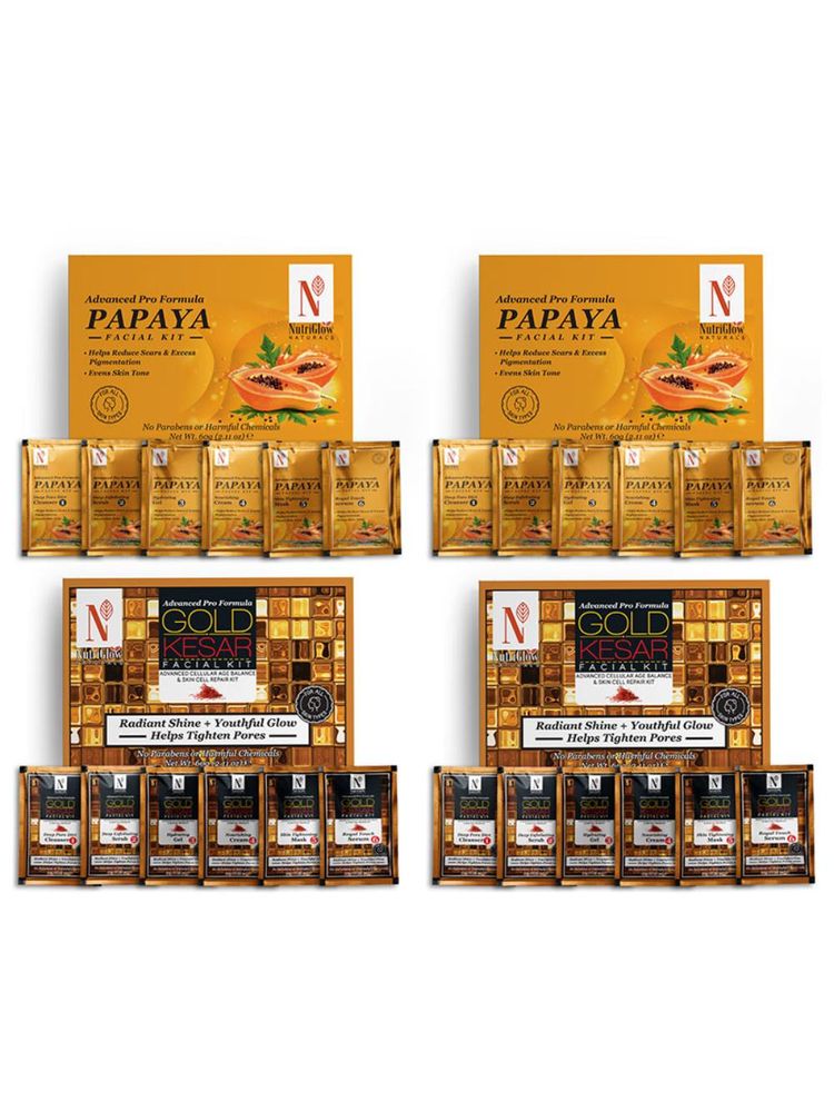 NutriGlow Natural's Advanced Pro Formula Papaya & Gold Kesar Facial Kit Combo