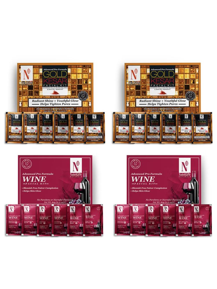 NutriGlow Natural's Advanced Pro Formula Gold Kesar & Wine Facial Kit Combo