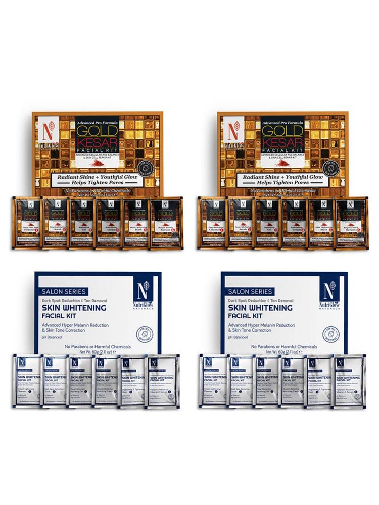 NutriGlow Natural's Advanced Pro Formula Gold Kesar & Skin Whitening Facial Kit Combo