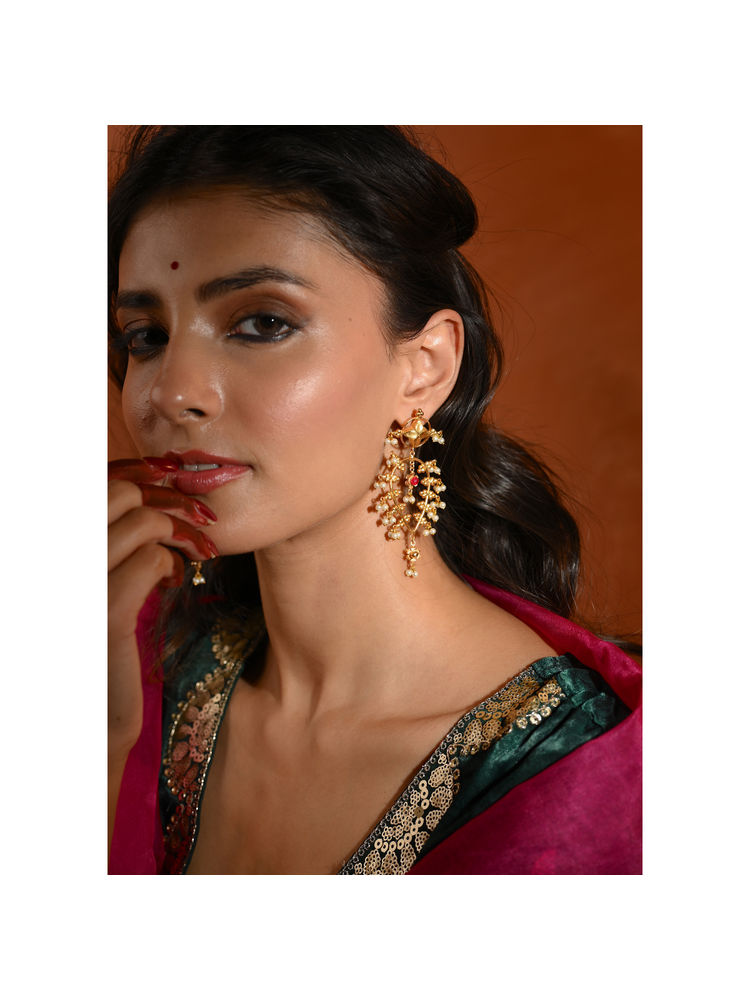 tangerine white seher earrings