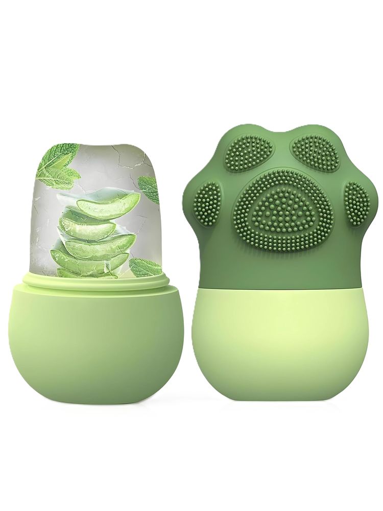 SKINSIDE Ice Roller For Face With Scrubber For Glowing Skin - Green