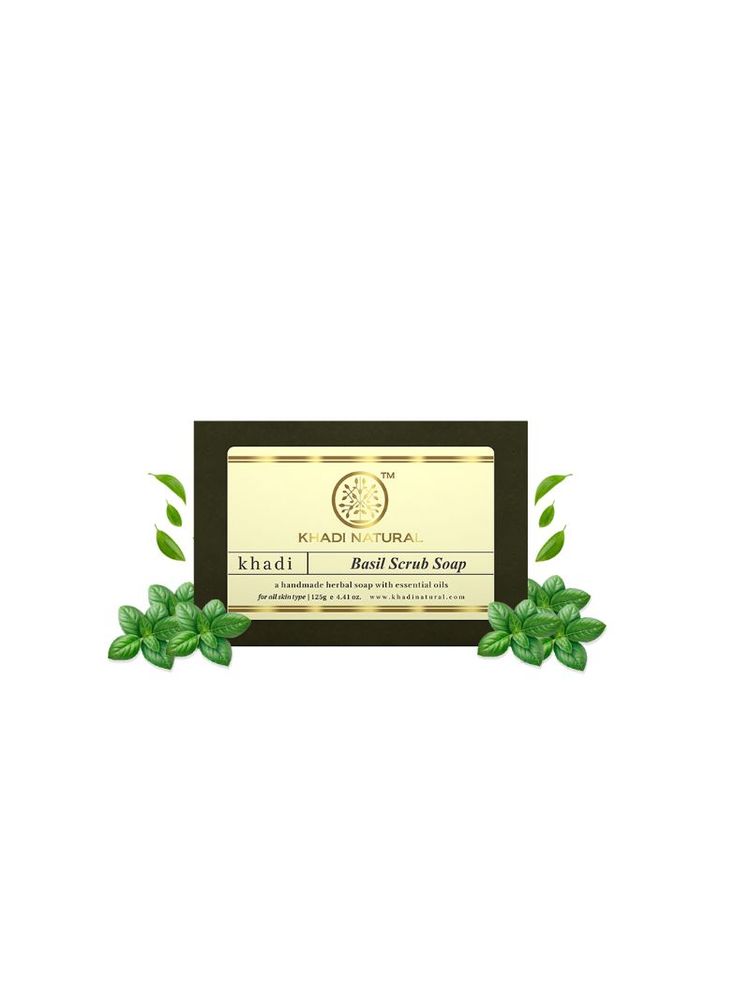 Khadi Natural Basil Scrub Handmade Soap Anti-Aging-picture-23