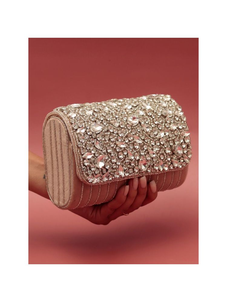 THE TAN CLAN Embellished Clutch Bag with Detachable Handle
