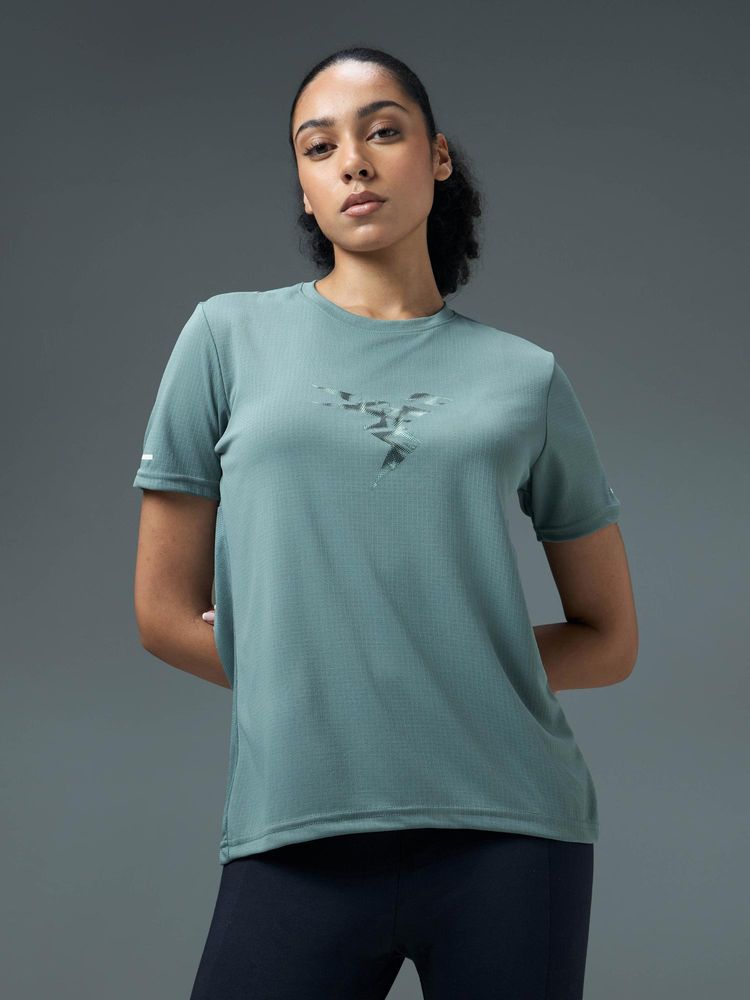 Technosport Women Green Solid Regular Fit Round Neck Sports T-Shirt with Technocool+-picture-26