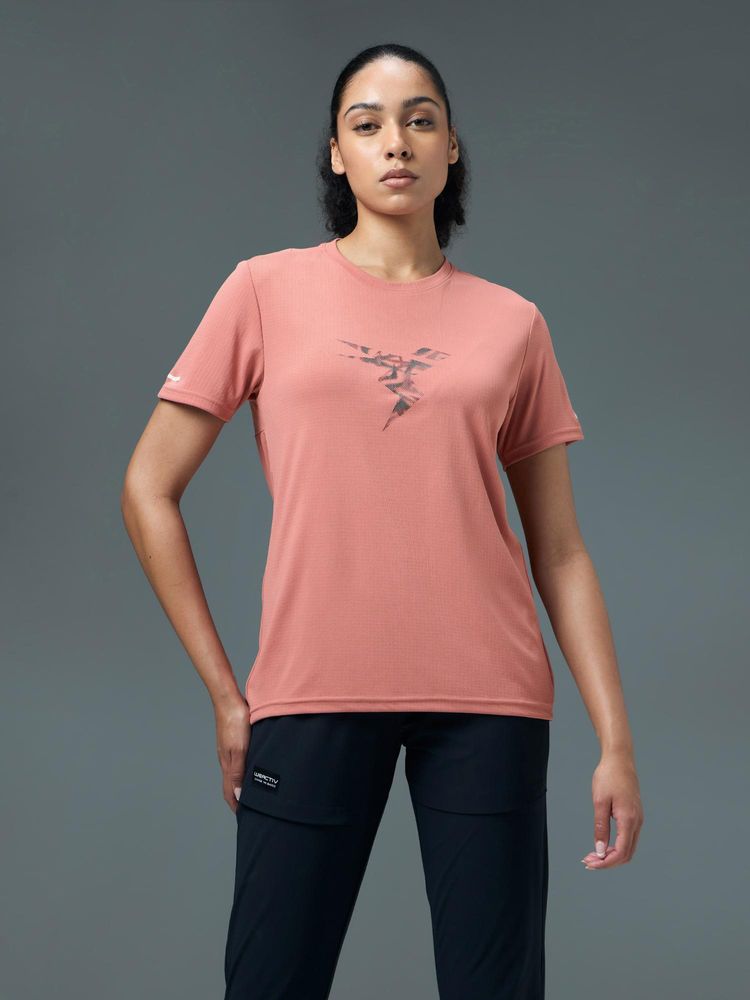 Technosport Women Pink Solid Regular Fit Round Neck Sports T-Shirt with Technocool+-picture-26