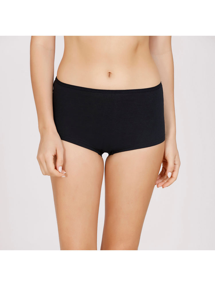 Nykd by Nykaa Soft stretch cotton Mid rise Boyshort Panty with full rear coverage-NYP082-Black-picture-22