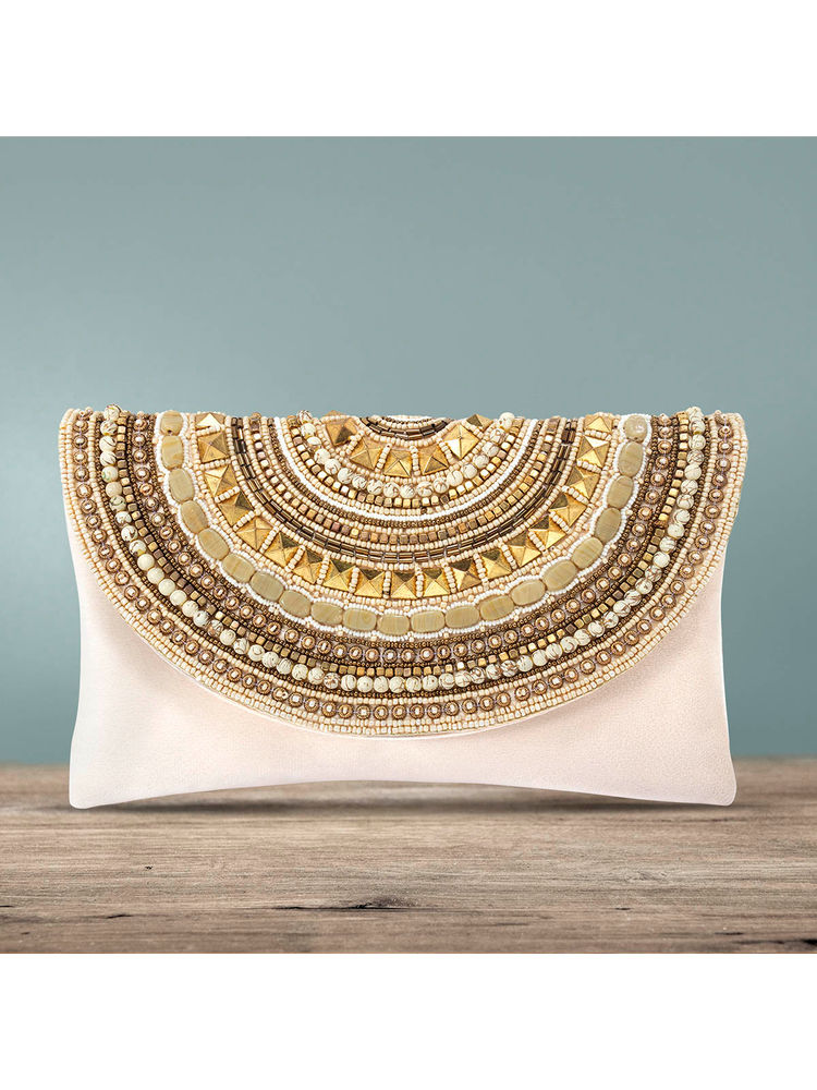 Peora Clutch Purses for Women Wedding Handmade Evening Handbags Party Bridal Clutch (C12CRM)-picture-45